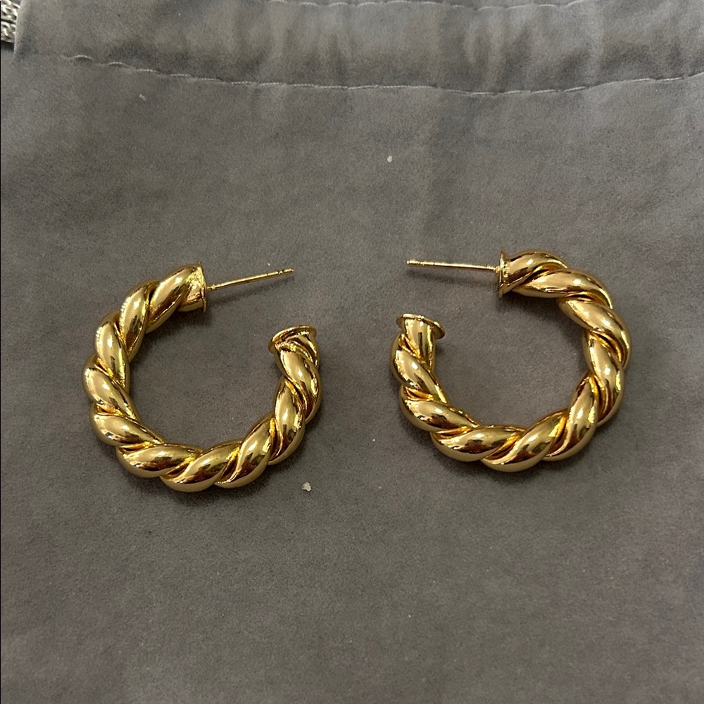 Elegant Gold Twisted Hoop Earrings